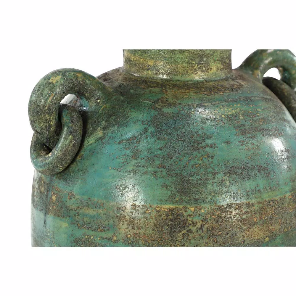 LITTON LANE 23-Inch Distressed Ceramic Amphora Vase - Green, Black, and Yellow Mediterranean Style Floor Vase
