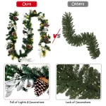 Costway 9 ft. Pre-Lit Artificial Pine Garland with 50 LED Lights, Pinecones, and Berries thumbnail 5