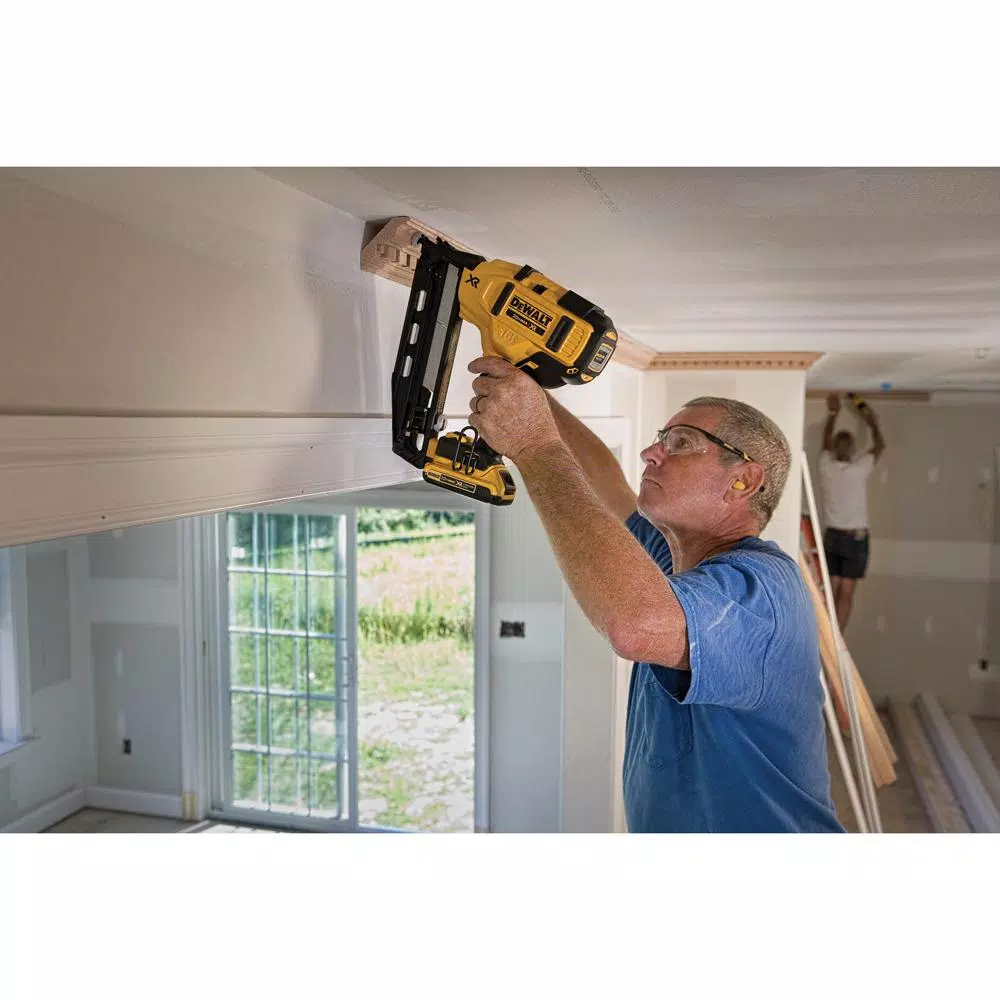 DEWALT 20V MAX 16-Gauge Cordless Angled Nailer Kit with Bonus DCD780B Compact Drill/Driver