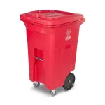 Toter 64 Gal. Red Hazardous Medical Waste Trash Can with Locking Lid and Wheels thumbnail 1
