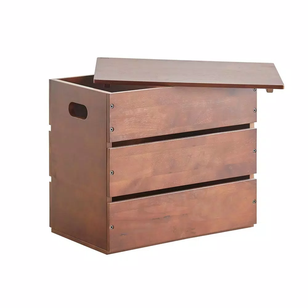 ORE International Mid-Century Modern Espresso Wood Storage Box & Multi-Purpose Bench