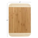 Classic Cuisine Two-Tone Bamboo Cutting Board, 12 x 18 inch Rectangle Edge Grain Wood Board thumbnail 3