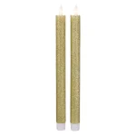 Northlight Gold Glittered Flameless Taper Christmas Candles, 12 in. Set of 2 thumbnail 1