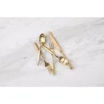 Fortessa Lucca Faceted 5-Piece 18/10 Stainless Steel Brushed Gold Flatware Place Setting thumbnail 2