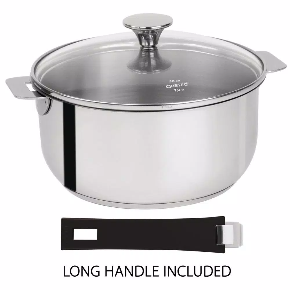 Cristel Tulipe 3-qt Stainless Steel Sauce Pan with Glass Lid and Removable Handle System