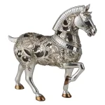 ORE International Langi Polyresin Trojan Horse Decorative Figurine with Mirrored Mane and Silver Filigree thumbnail 2
