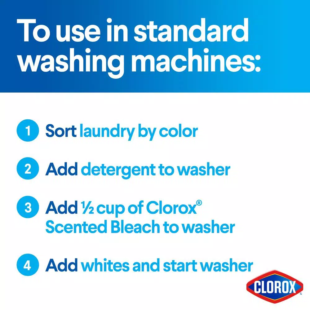 Clorox Splash-Less Bleach Liquid, Fresh Meadow Scent, 116 oz