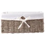 Vintiquewise Natural Seagrass Wicker Shelf Basket with Removable White Liner, 12 x 6.5 x 5.3 in. thumbnail 5