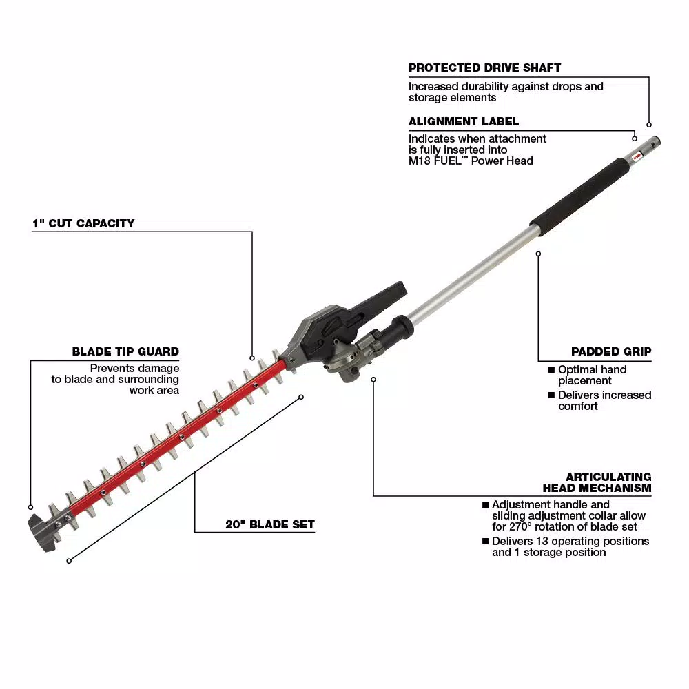 Milwaukee M18 FUEL 18V Brushless Cordless String Trimmer Kit with Hedge Trimmer Attachment & 8 Ah Battery