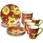 Certified International Sunset Sunflower 16-Piece Ceramic Dinnerware Set, Service for 4 thumbnail 1