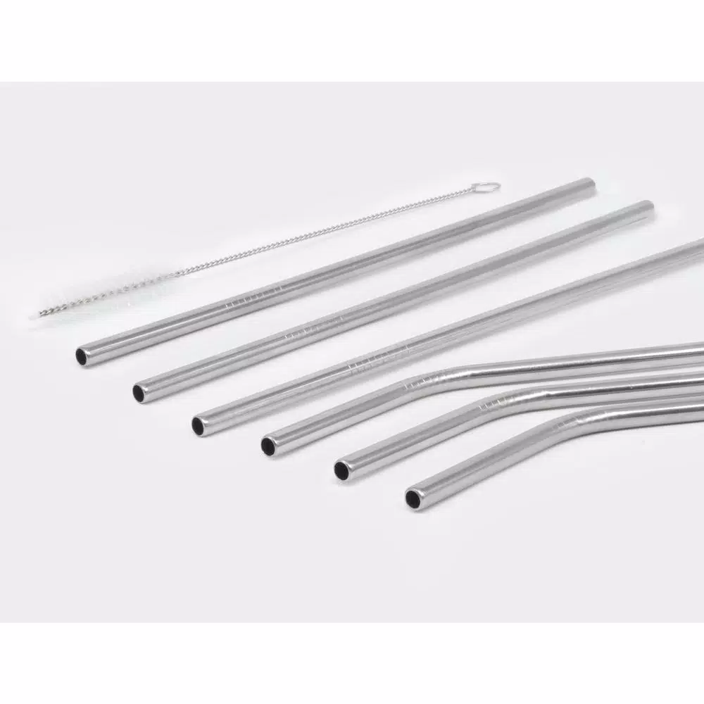 ExcelSteel 14-Piece Stainless Steel Reusable Straw Set with Cleaning Brushes