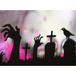 Haunted Hill Farm 71 in. Black Wicked Witch Animated Lamp Post with Spooky Music thumbnail 2