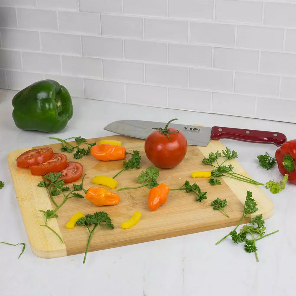 Home Basics 13.25 in. Bamboo Cutting Board - Edge Grain Rectangle Wood Board