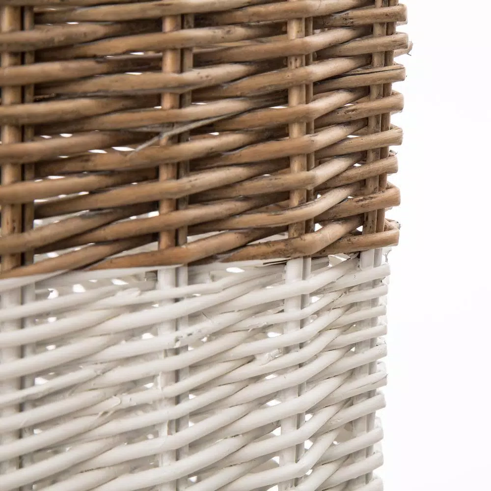 Glitzhome Natural White Square Wicker Willow Baskets, Set of 3 with Rope Handles