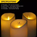 Novelty Place Flickering LED Candles, Lifelike Swinging Flame Flameless Battery Powered Warm White thumbnail 4