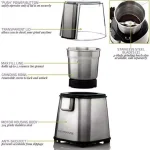 Ovente Electric Coffee Grinder, 200W Multi-Purpose Blade Grinder, Silver thumbnail 3