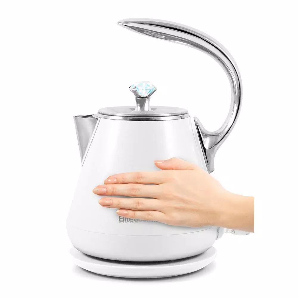 Elite Platinum 1.2L White Cool-Touch Stainless Steel Electric Kettle, 1350W