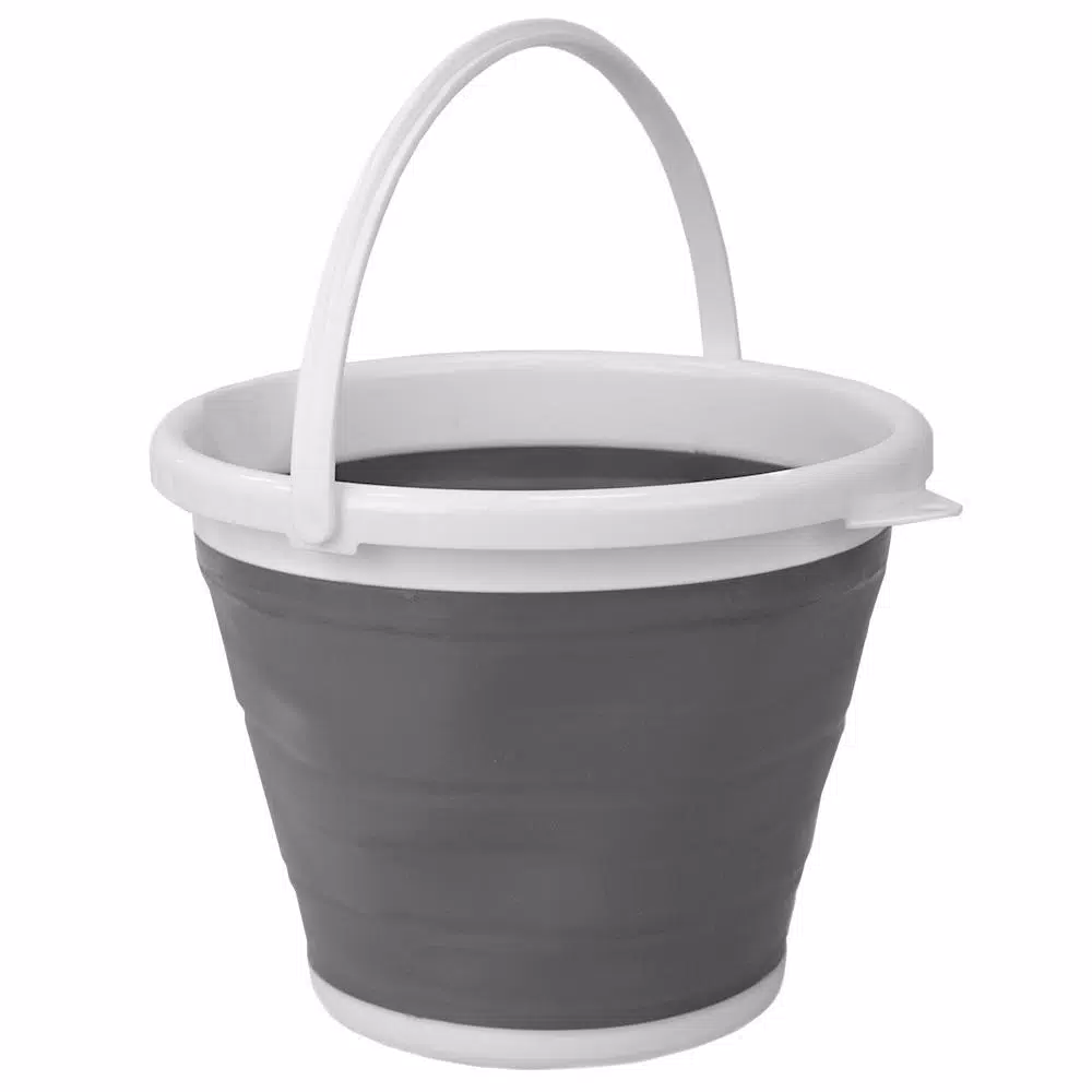 Unbranded 2.6 Gal. Grey Collapsible Plastic & Silicone Bucket, 10L Capacity