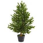 Nearly Natural 35 in. Artificial Olive Cone Topiary Tree with UV-Resistant Green Foliage, Indoor/Outdoor thumbnail 1