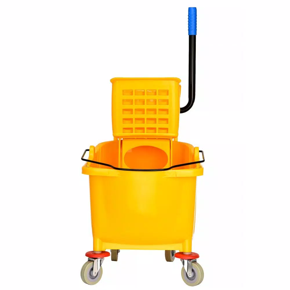 Alpine Industries 36 Qt. Yellow PVC Mop Bucket with Side Wringer