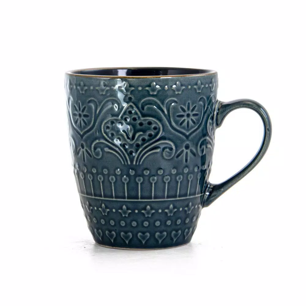 Elama Deepsea Mozaic 16-Piece Sea Blue Stoneware Dinnerware Set, Service for 4