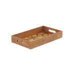 LITTON LANE Rustic Brown Wood Decorative Trays with Gold Geometric Patterns, Set of 2 thumbnail 2