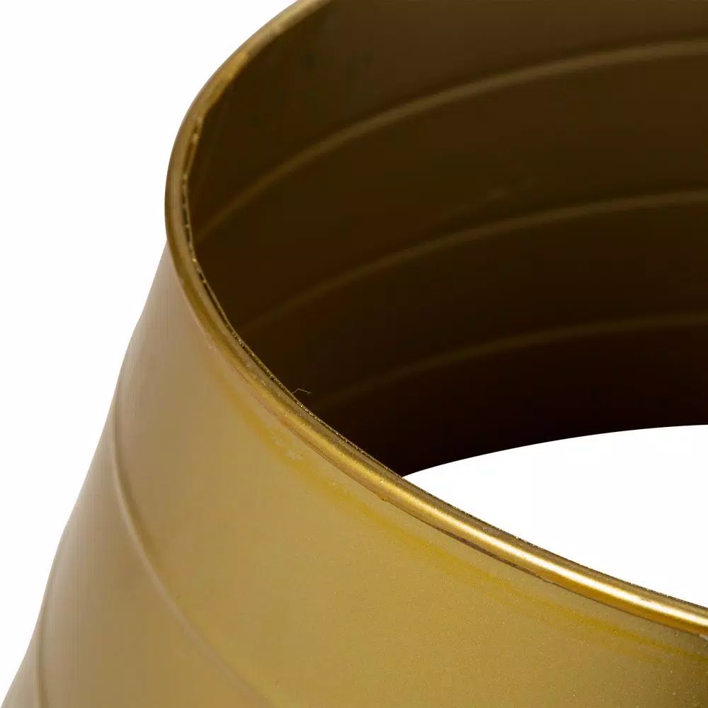 Glitzhome 22 in. Gold Metal Christmas Tree Collar - Shiny Painted Iron Tree Base