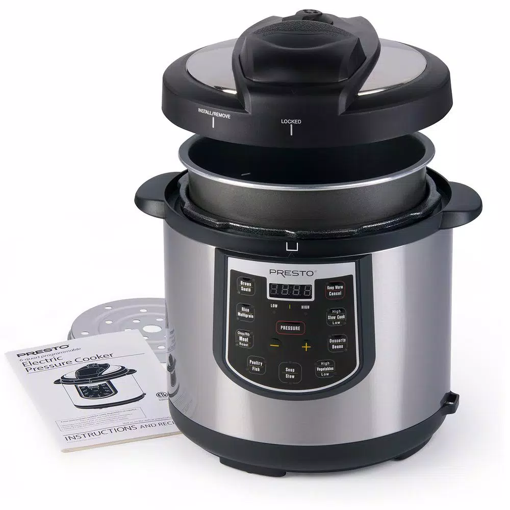 Presto 6 Qt. Black Stainless Steel Electric Pressure Cooker with 12 Presets and Built-In Timer