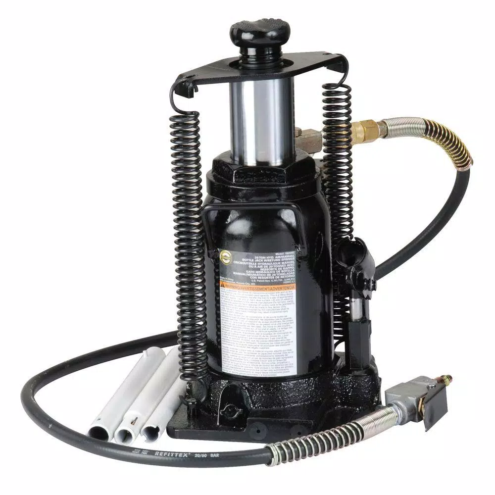 Omega 18206C 20-Ton Hydraulic Air/Manual Bottle Jack with Return Springs