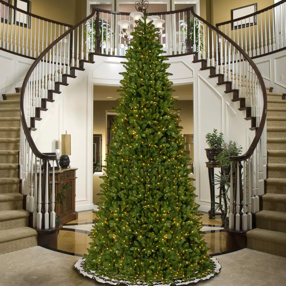 National Tree Company 14 ft. Ridgewood Spruce Slim Artificial Christmas Tree with 1300 Clear Lights