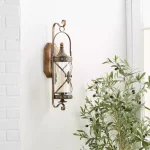 LITTON LANE Old World Riveted Burnished Bronze Iron Candle Sconce with Fleur-de-lis Motif thumbnail 4