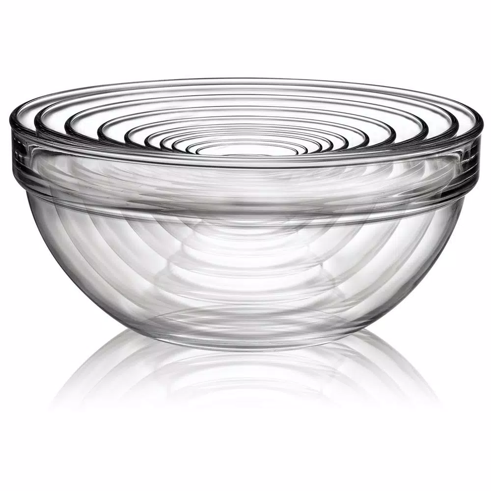 Luminarc Stackable Clear Glass Mixing Bowls Set, 10-Piece Assorted Sizes