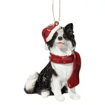 Design Toscano Border Collie Holiday Dog Ornament Sculpture, Hand Painted Resin thumbnail 1