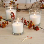 LUMABASE White Unscented Paraffin Votive Candles with Clear Glass Holders, 12-Count, 15-Hour Burn Time thumbnail 4
