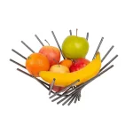 Laura Ashley Speckled Fruit Basket in Grey, Round Iron Design thumbnail 1