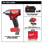 Milwaukee M18 FUEL 1/2 in. Compact Impact Wrench Kit with Two 5 Ah Batteries and Charger thumbnail 2