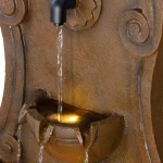 Alpine Corporation 32 in. Wall-Mounted Tiered Water Fountain with LED Lights, Classical European Design thumbnail 7
