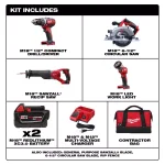 Milwaukee M18 18V Lithium-Ion Cordless 4-Tool Combo Kit with (2) 3.0 Ah Batteries, Charger, and Tool Bag thumbnail 2
