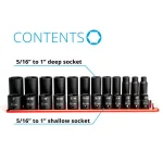 Capri Tools 24-Piece 3/8 in. Drive SAE Impact Socket Set with Billet Aluminum Rail thumbnail 2