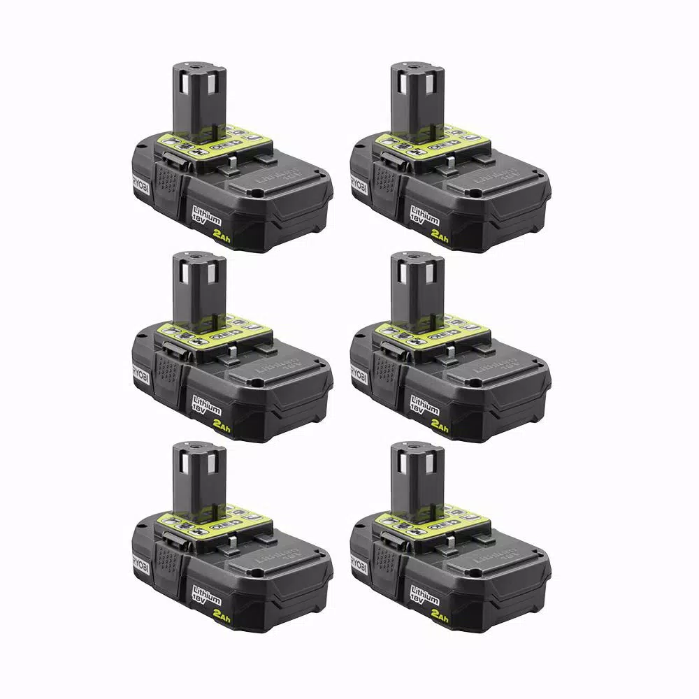 Ryobi 18V ONE+ 2.0 Ah Compact Lithium-Ion Battery (6-Pack)