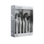 MegaChef La Vague 20-Piece Matte Black Stainless Steel Flatware Set, Service for 4 thumbnail 1