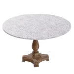Brielle Home 48" Round Cotton Fabric Fitted Table Cover, Grey Granite Stone Pattern thumbnail 1