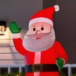 Airblown Gemmy Airblown 4.99 ft. Animated Inflatable Santa Climbing from Chimney with LED Lights thumbnail 4