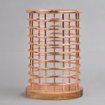 Creative Home Acacia Wood and Copper Iron Wire Utensil Tool Holder Crock thumbnail 4