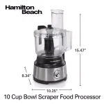 Hamilton Beach 450-Watt 10-Cup Food Processor with Built-in Bowl Scraper, Black and Stainless Steel thumbnail 2
