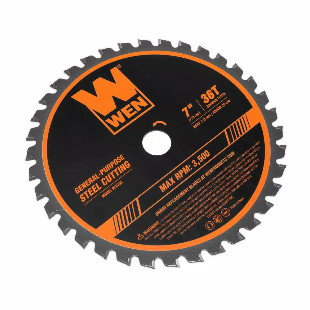 WEN 7-Inch 36-Tooth Carbide-Tipped Professional Metal Cutting Saw Blade for Steel