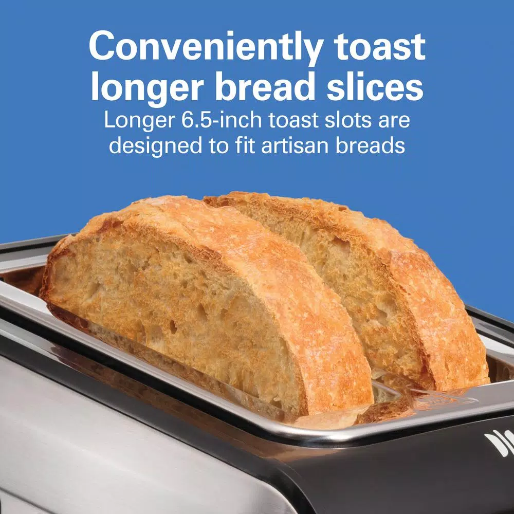 Hamilton Beach Expert-Toast 2-Slice Toaster, 900W, Black and Stainless Steel with Wide Slots