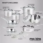 Mockins 15-Piece Tri-Ply Stainless Steel Cookware Set with Lids thumbnail 3