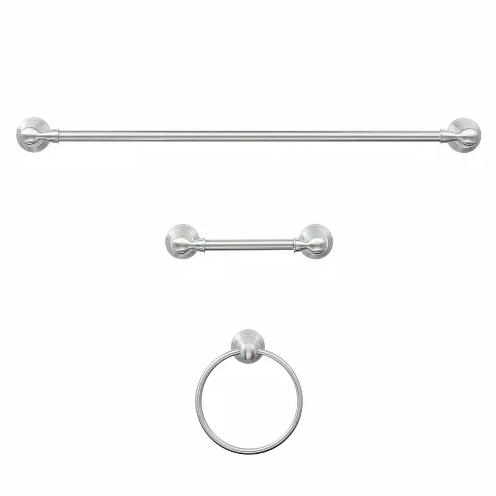 Moen Banbury 3-Piece Brushed Nickel Bath Hardware Set with 24 in. Towel Bar, Towel Ring, and Toilet Paper Holder