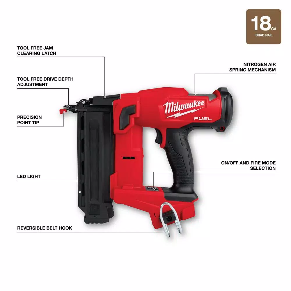 Milwaukee M18 FUEL 18-Gauge Brushless Gen II Cordless Brad Nailer (2-Tool Kit)